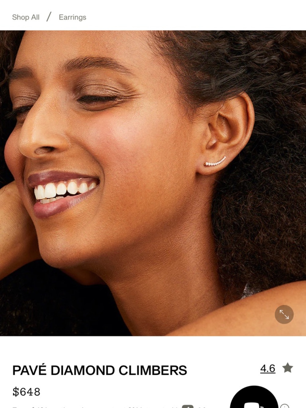 Mejuri (one-right ear) Gold Curved Bar Earring with Subtle Stones - Picture 7 of 10